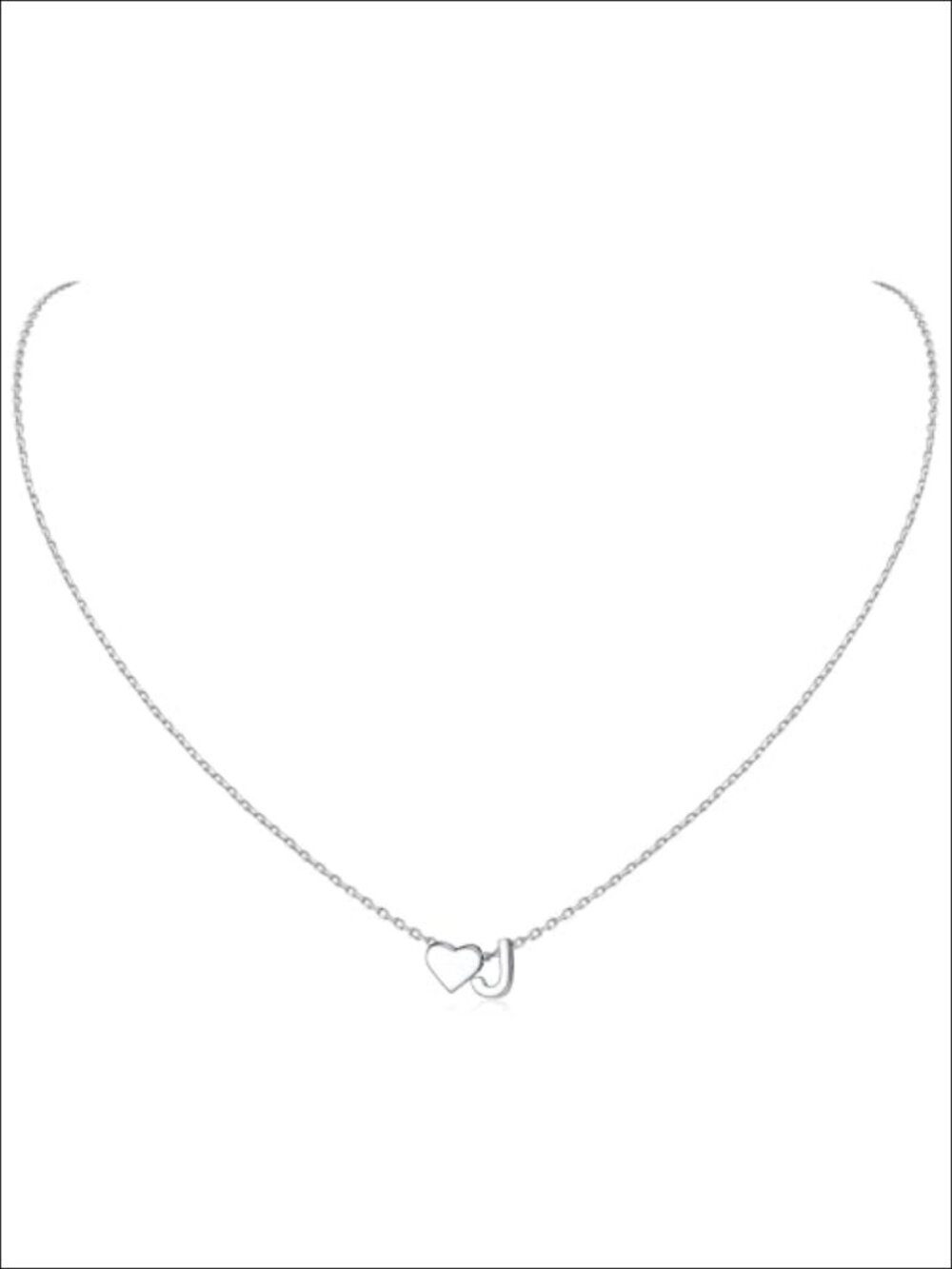 925 Sterling Silver Heart Initial Necklace Dainty Personalized Pendant